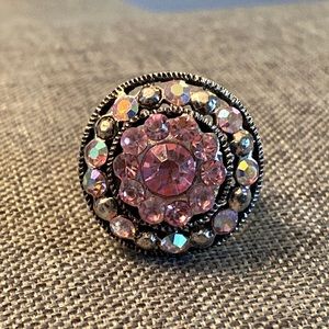 Pink Rhinestone Cocktail Ring